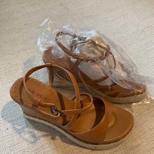 Nine West Wedge Leather Sandals -NWT Size 8